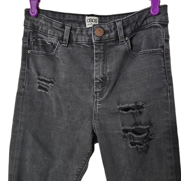 Asos Denim High Waist Distressed Skinny Jeans - Picture 2 of 9